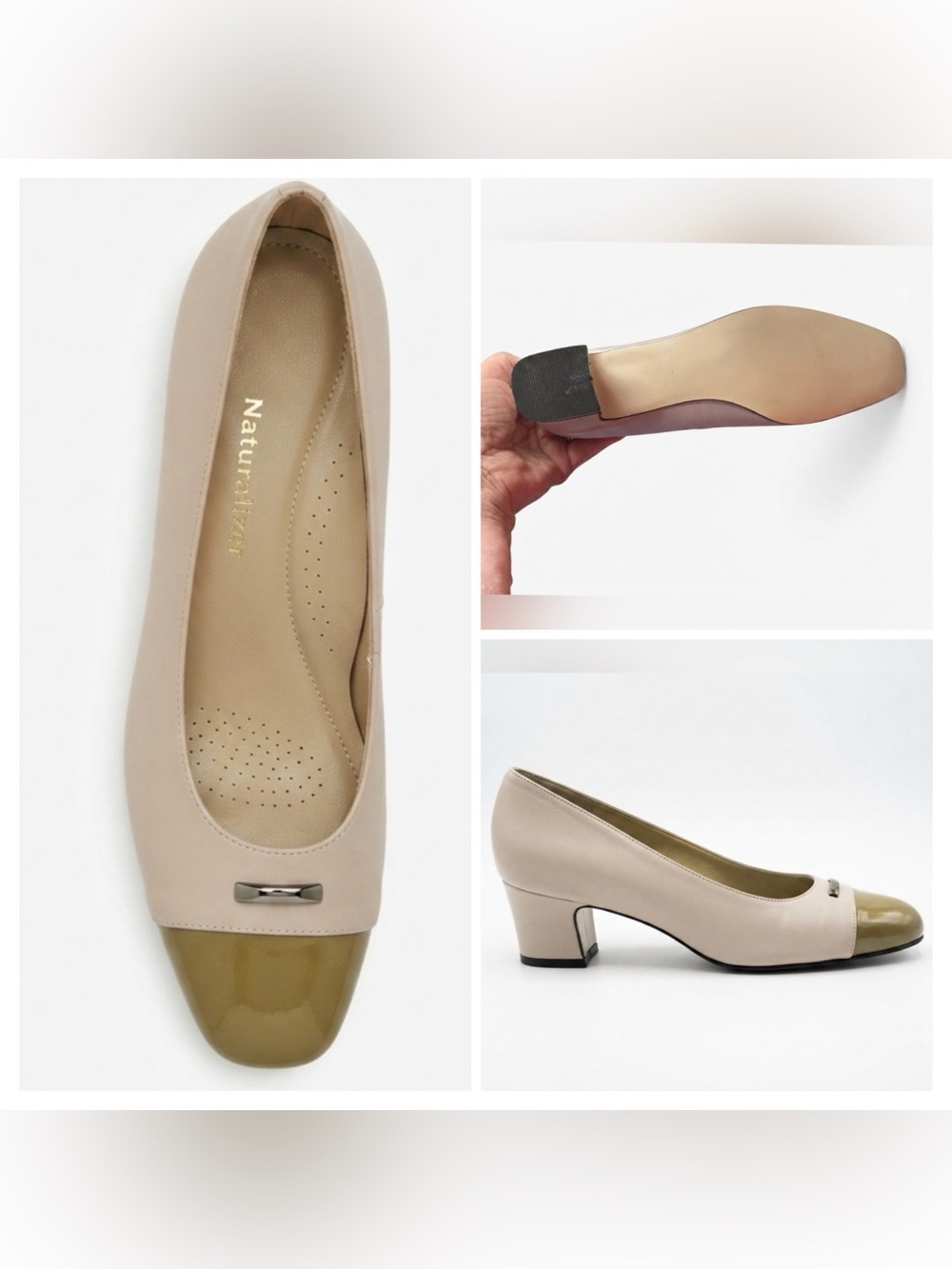 Naturalizer Cap-Toe Block Heel Shoes “Maxwell” Slim width